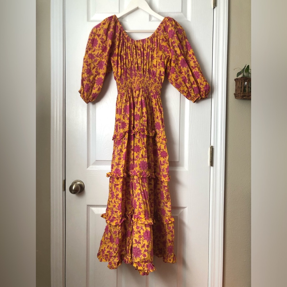 Pink City Prints Rah-Rah Midi Dress in XS